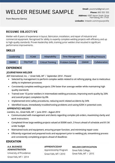 welder and fabricator resume for.metal.company|welder resume template pdf.